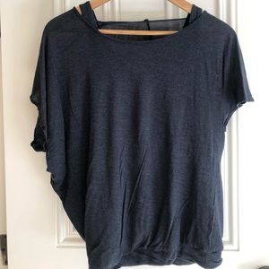 Anthropologie Bordeaux brand Size Small navy heather modal blouse.